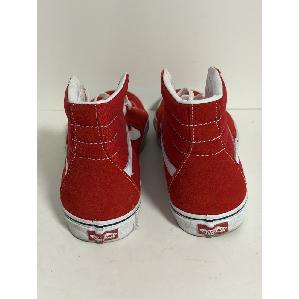 Vans Sk8-Hi shoes in a vibrant racing red colorway, US Men's 10 - Picture 3 of 4